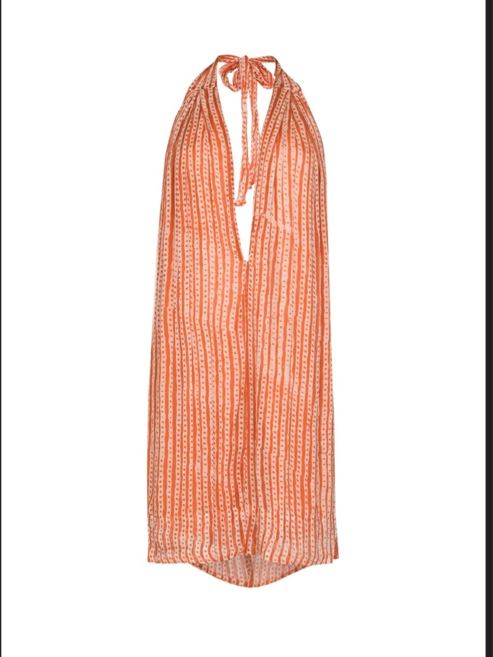 Cloe Cassandro Benira’s 100% Silk Deep V Neck Coral Halter Mini Dress Size M